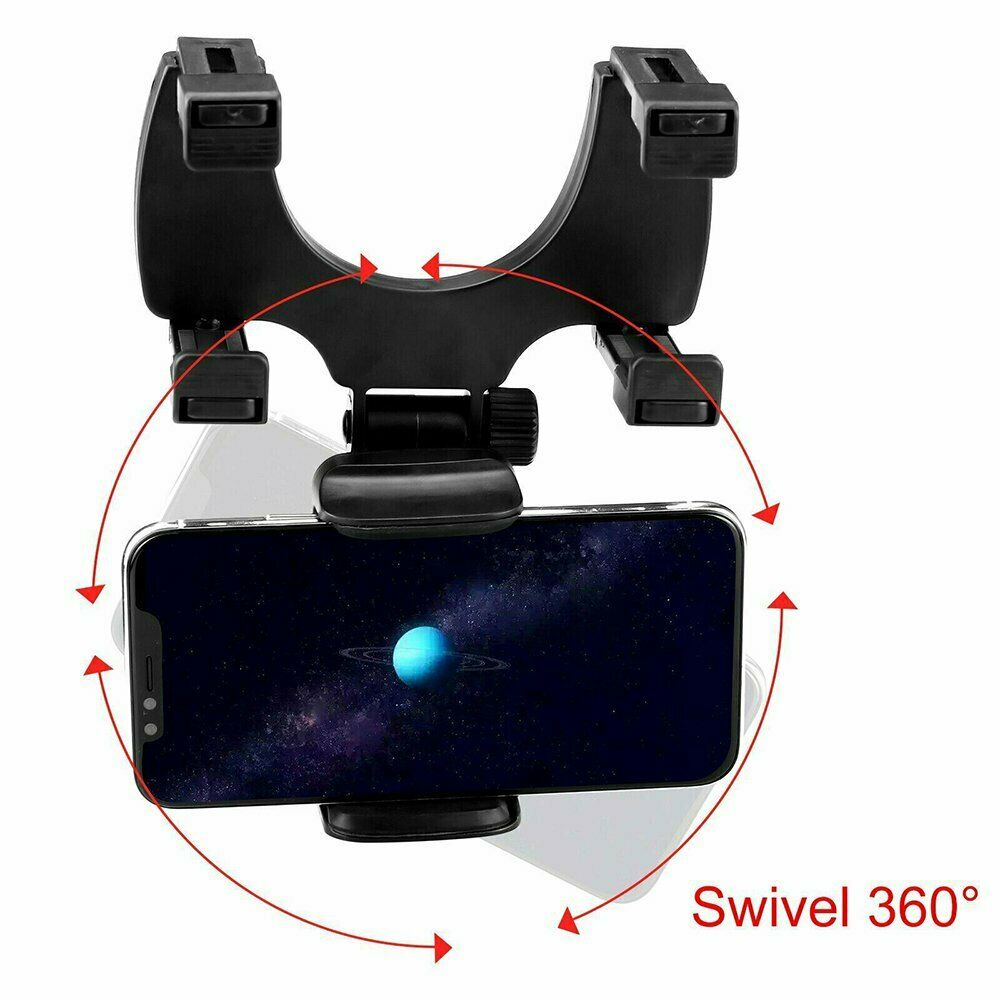 Car Rear View Mirror Mount Stand Phone Holder 360 Rotation