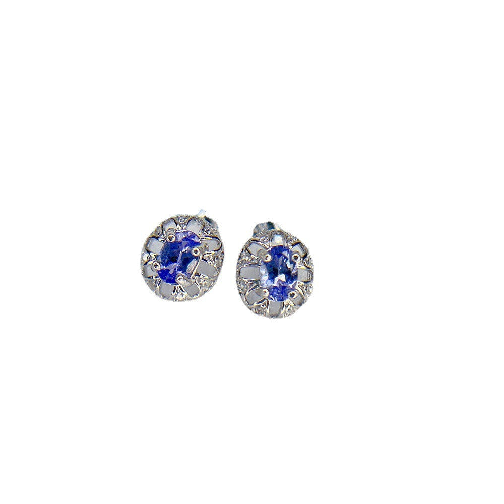 Fashion Natural Tanzanite Stud Earrings