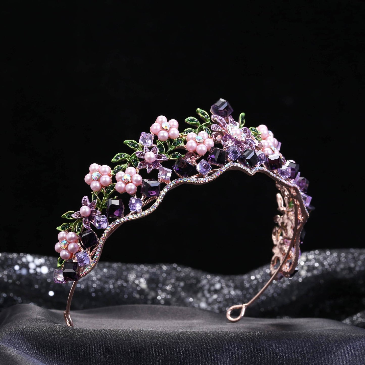 purple Flowers Hair Band