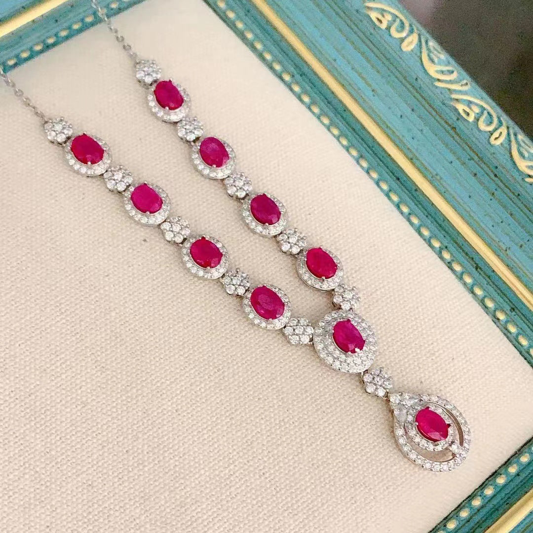 Inlaid Natural Ruby Necklace