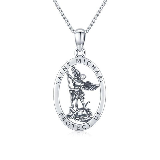 Oval Saint Michael Medal Necklace