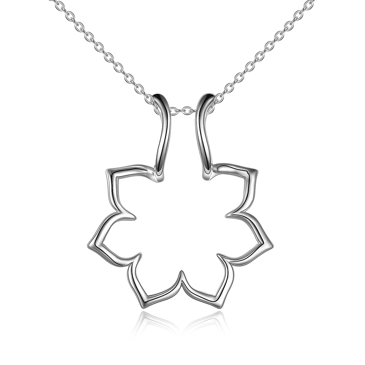 Sterling Silver Ring Holder Keeper Flower Pendant Necklace for Women