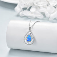 Blue Opal Teardrop Necklace