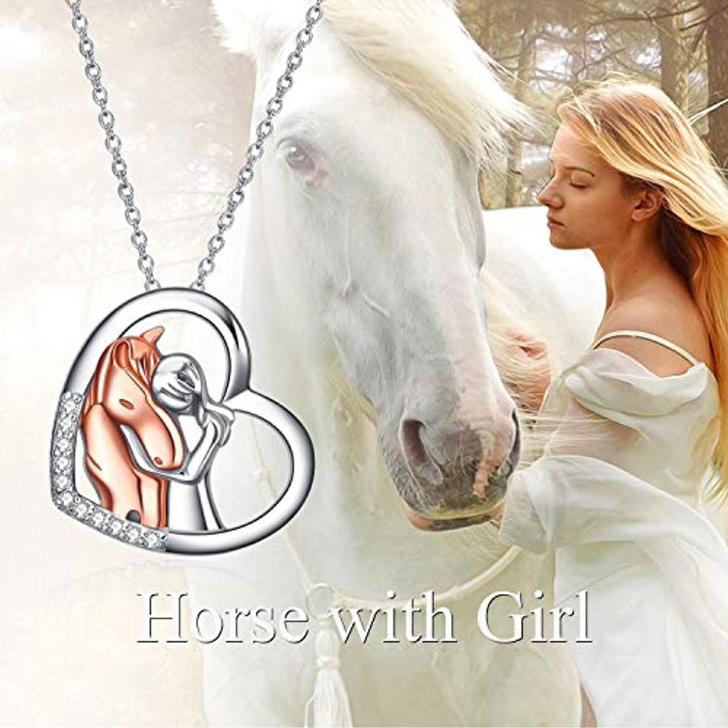 Girl Embrace Horse Pendant