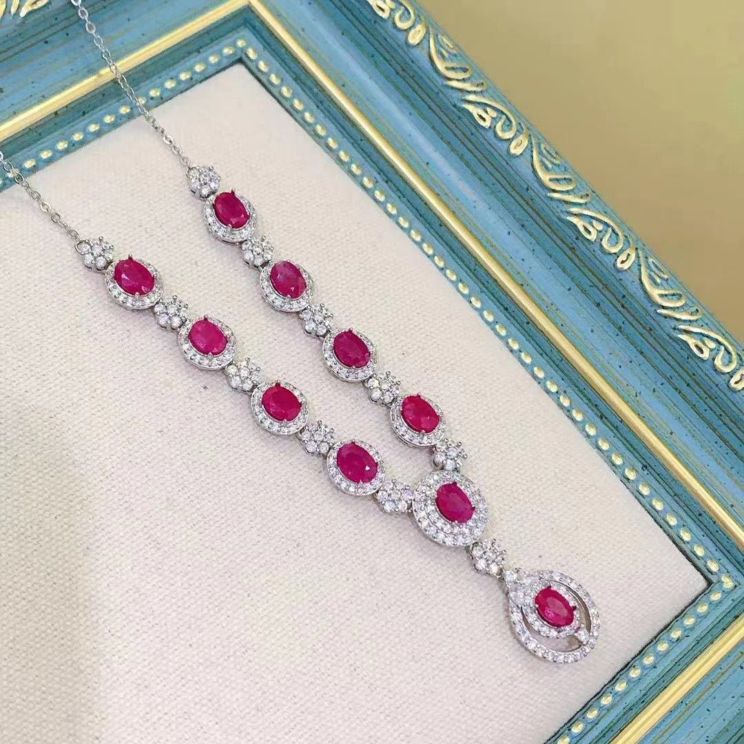 Inlaid Natural Ruby Necklace