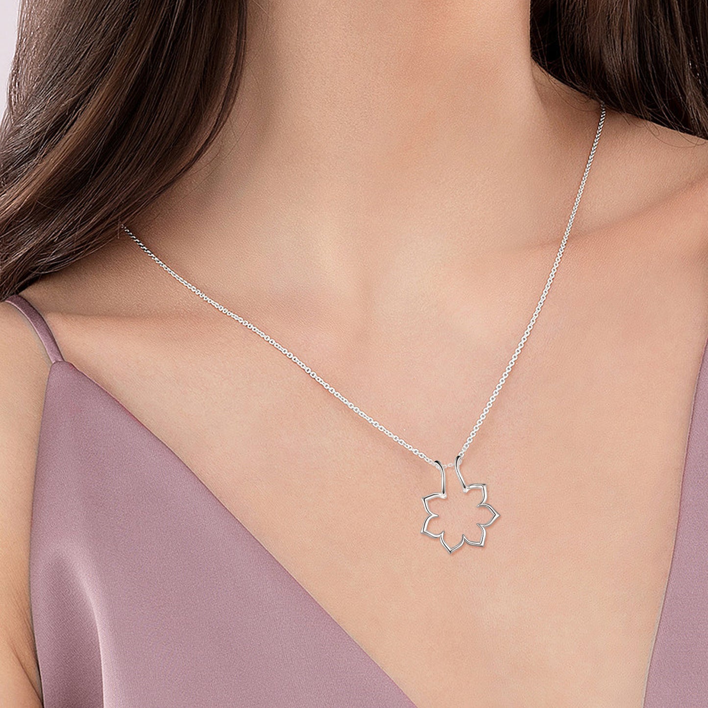 Sterling Silver Ring Holder Keeper Flower Pendant Necklace for Women