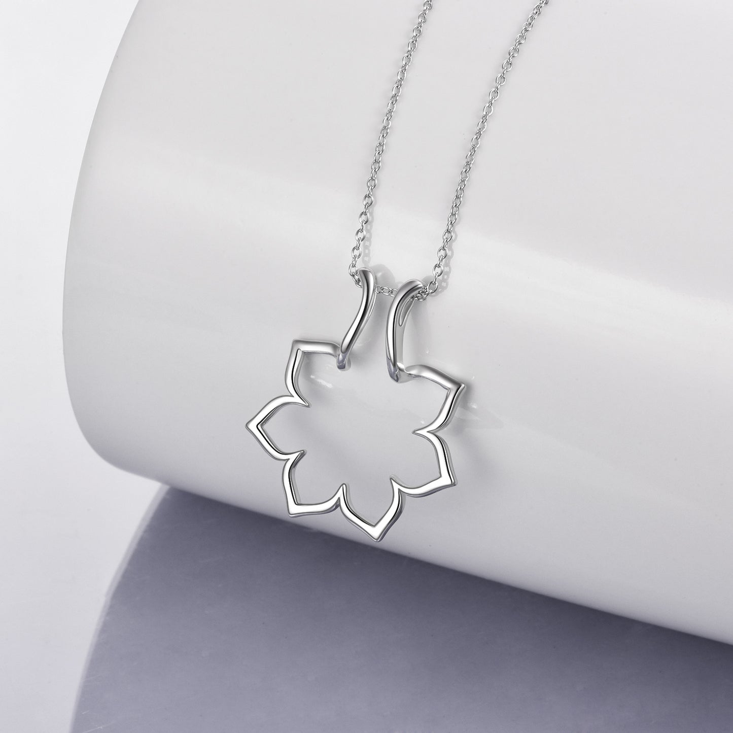 Sterling Silver Ring Holder Keeper Flower Pendant Necklace for Women