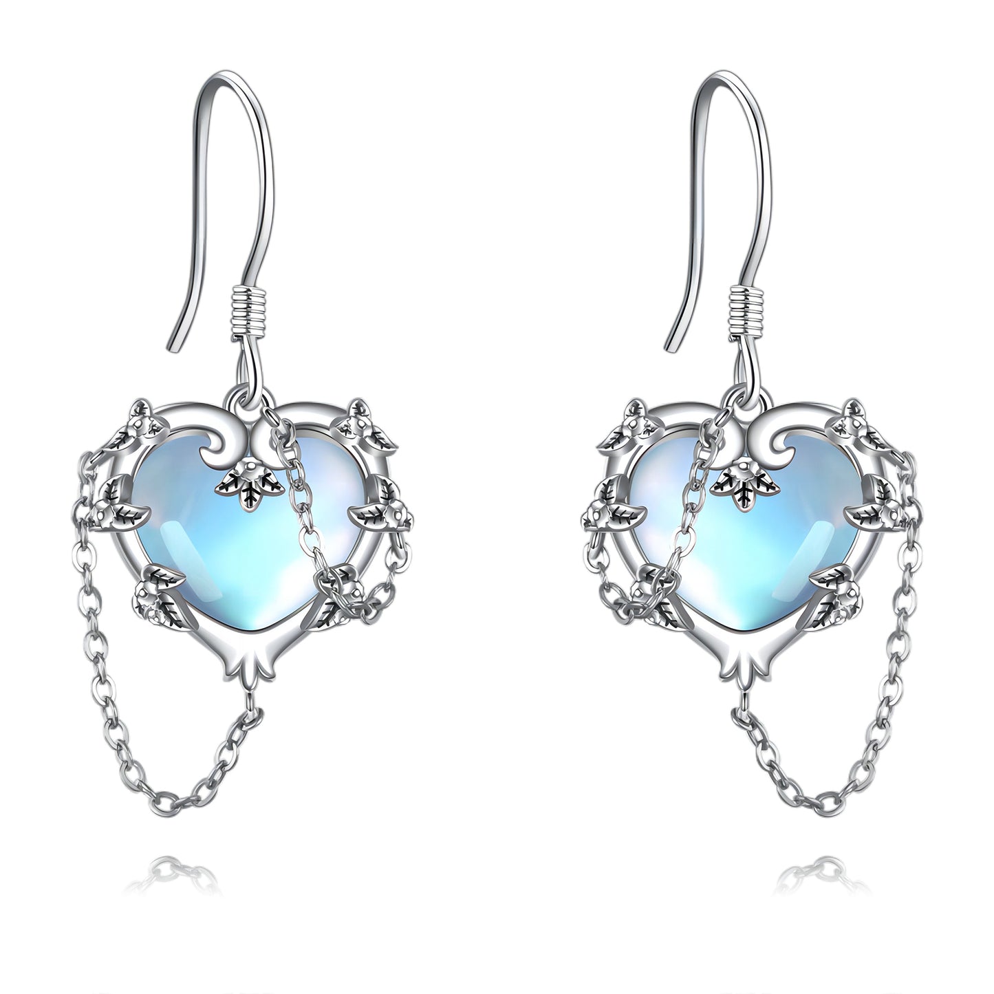 Heart Moonstone Earrings