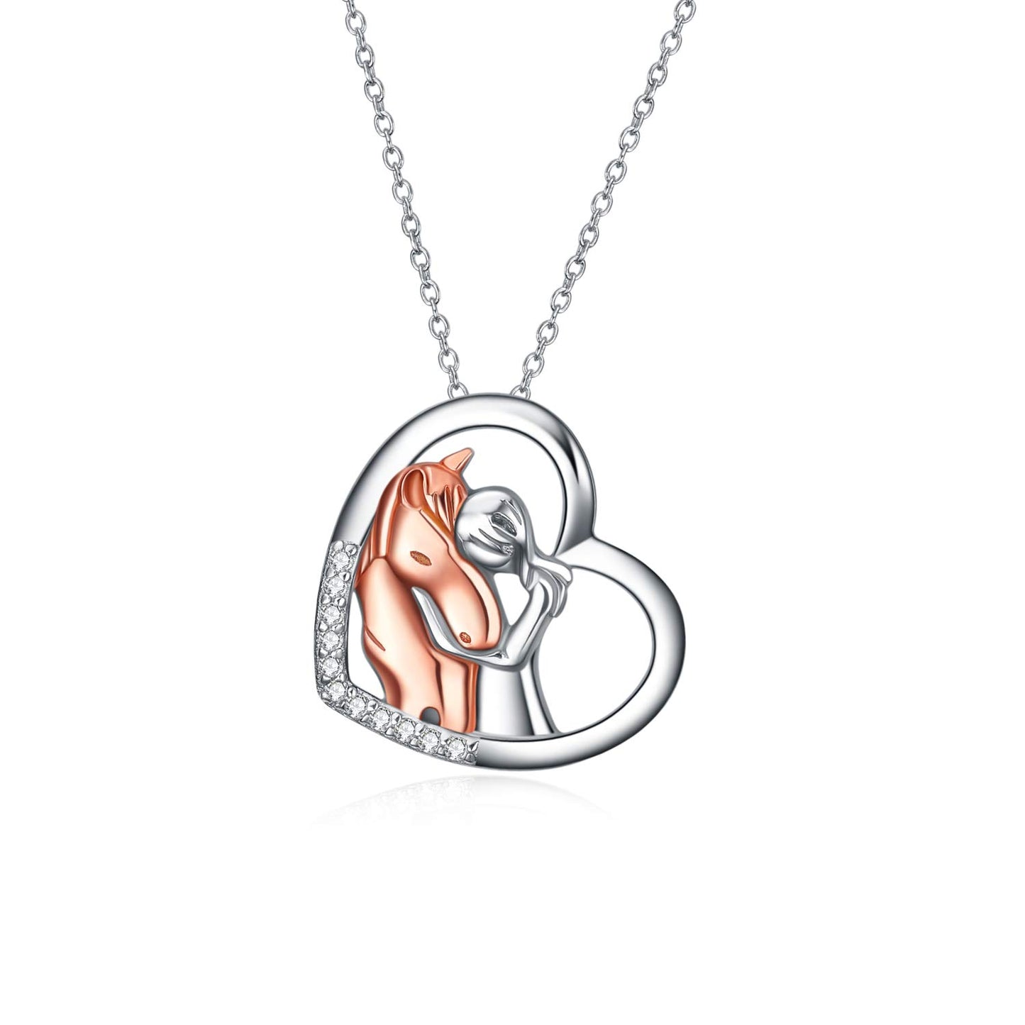 Girl Embrace Horse Pendant