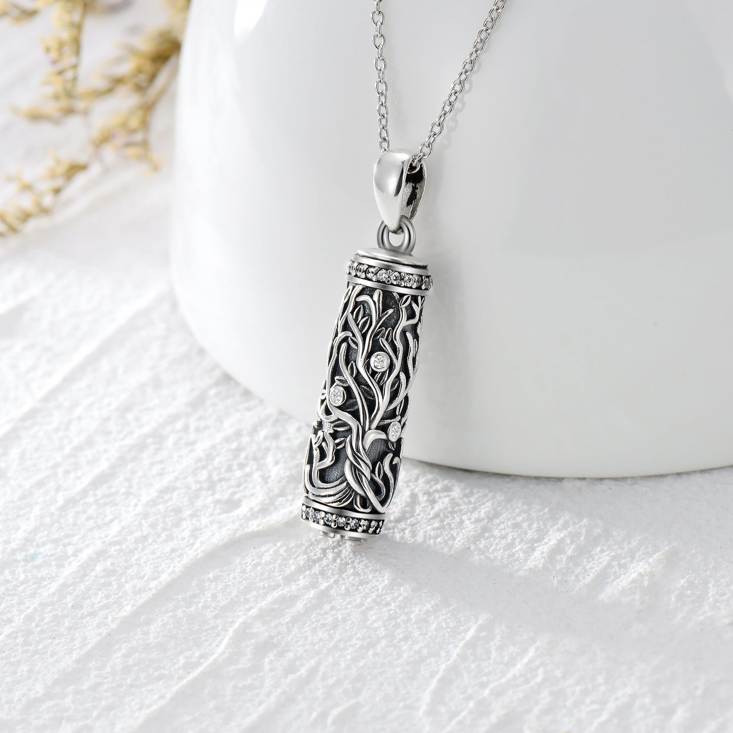 Tree Of Life Urn Necklace S925 Sterling Silver Urn Necklace Ash Necklace For Human