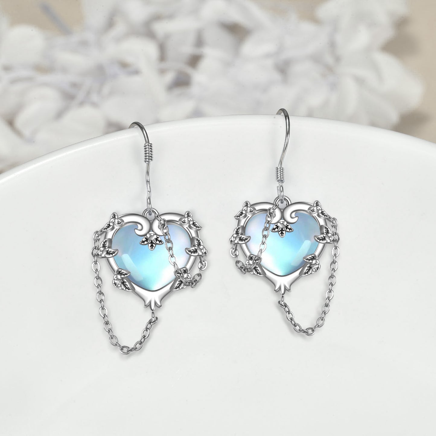 Heart Moonstone Earrings